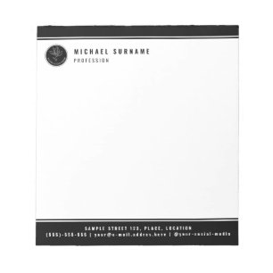 Minimalist Black And White Custom Logo And Text Notepad