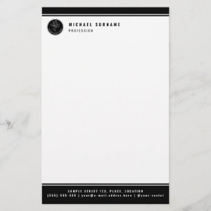 Minimalist Black And White Custom Logo And Text Stationery