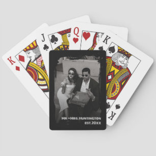 Minimalist Black and White Custom Wedding Photo Playing Cards