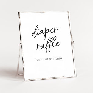 Minimalist Black and White Diaper Raffle Poster