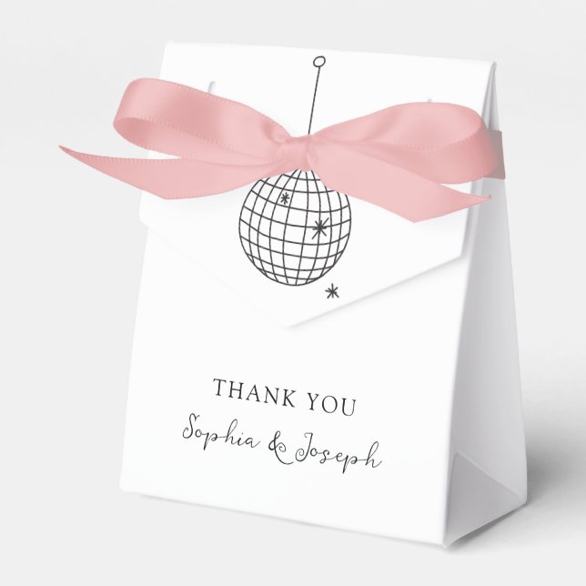 Minimalist Black and White Disco Ball Favour Box (Front Side)