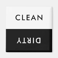 Minimalist Black and White Dishwasher Clean Dirty