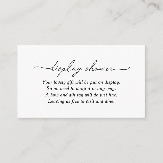 Minimalist Black and White Display Shower Enclosure Card (Front)