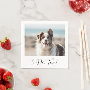 Minimalist Black and White Dog Photo Wedding Napkin