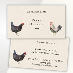 Minimalist Black and White Egg Farm with Chicken Business Card
