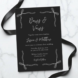 Minimalist Black and White Elegant Bow Wedding Invitation