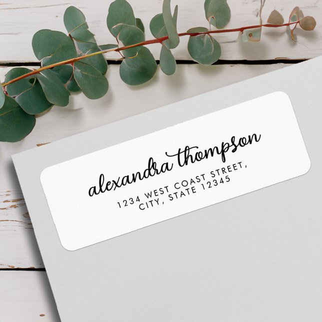 Minimalist Black and White Elegant Script Name (Minimalist Black and White Elegant Script Name Label)