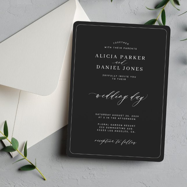 Minimalist black and white elegant wedding invitation (Creator Uploaded)