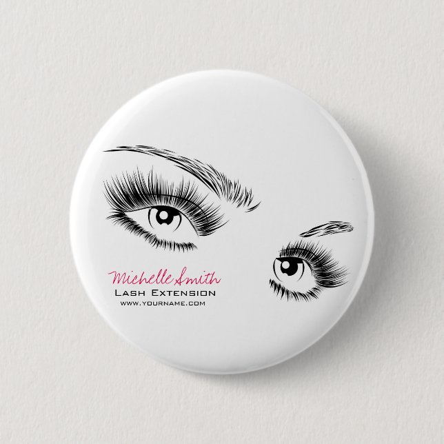 Minimalist Black and White Eyelashes Chic Makeup 6 Cm Round Badge (Front)
