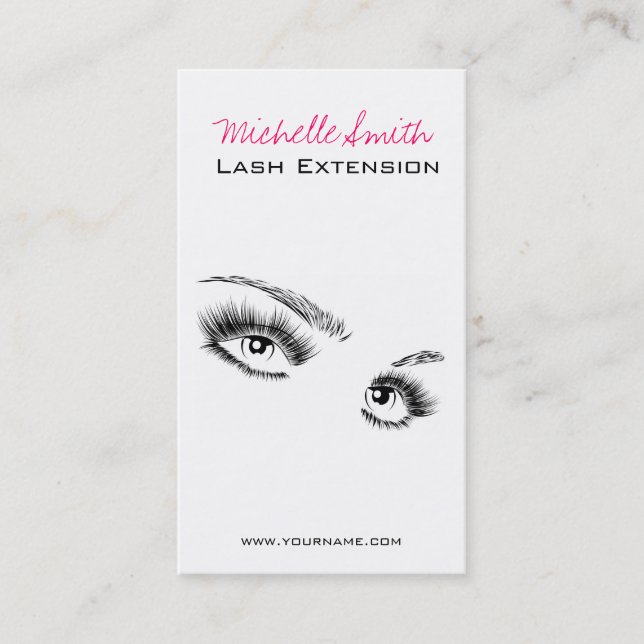 Minimalist Black and White Eyelashes Chic Makeup Business Card (Front)