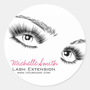 Minimalist Black and White Eyelashes Chic Makeup Classic Round Sticker