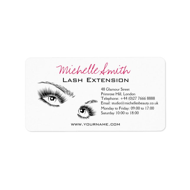 Minimalist Black and White Eyelashes Chic Makeup Label (Front)