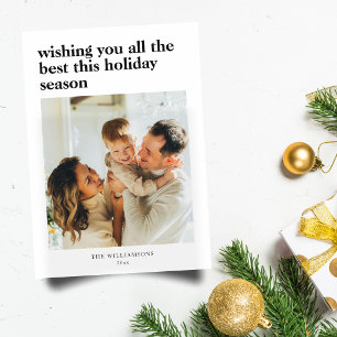 Minimalist Black and White Family Photo Christmas Holiday Card