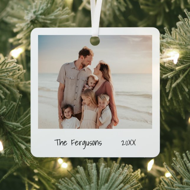 Minimalist Black and White Family Photo Metal Tree Decoration (Insitu)