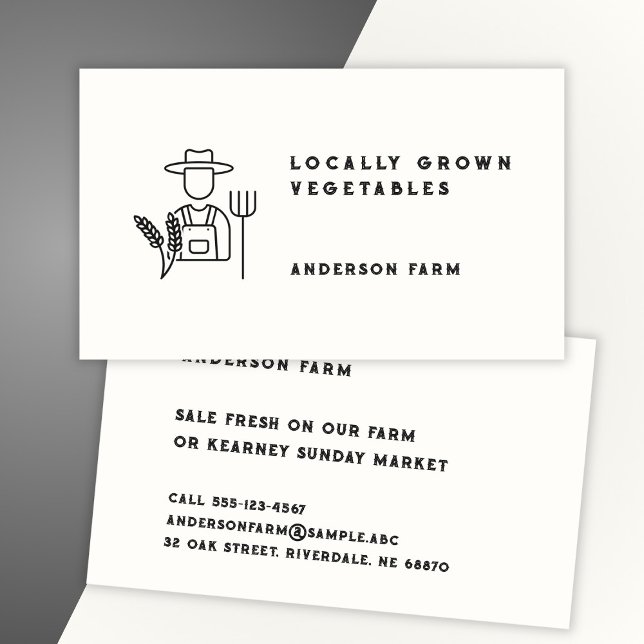 Minimalist Black and White Farmers Market Business Card (Creator Uploaded)