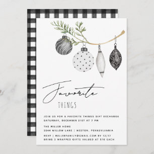 Minimalist Black and White Favourite Things Invitation