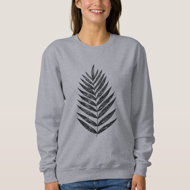 Minimalist Black and White Fern Drawing  Sweatshirt (Front)