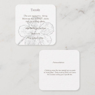Minimalist Black and White Floral Wedding Details Enclosure Card