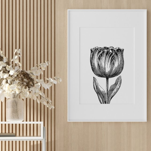 Minimalist Black and White Flower Drawing Poster (Creator Uploaded)