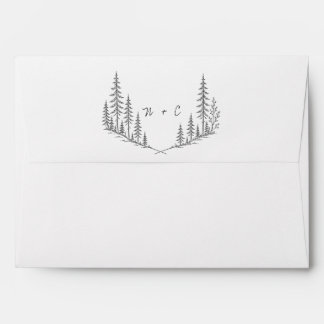 Minimalist Black and White Forest Line Art Envelope
