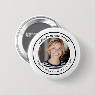 Minimalist Black and White Forever in our Hearts  6 Cm Round Badge