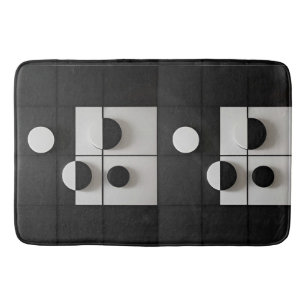 Minimalist Black and White Geometric Abstract Art Bath Mat
