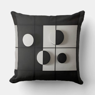 Minimalist Black and White Geometric Abstract Art Cushion