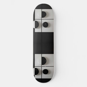 Minimalist Black and White Geometric Abstract Art Skateboard