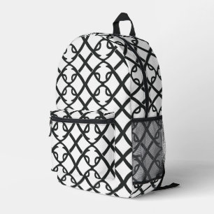 Minimalist Black And White Geometric Pattern Printed Backpack