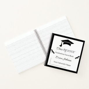 Minimalist Black And White Graduation Customisable Notebook