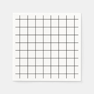 Minimalist Black And White Grid Napkin