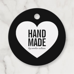 Minimalist Black and White Handmade Heart Tag