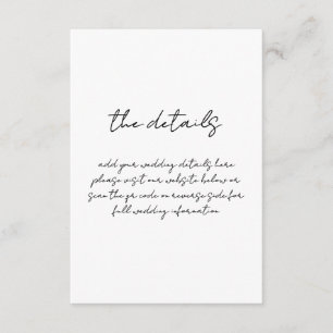 Minimalist Black and White Handwritten Wedding Enclosure Card