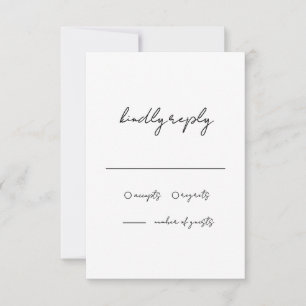 Minimalist Black and White Handwritten Wedding  RSVP Card