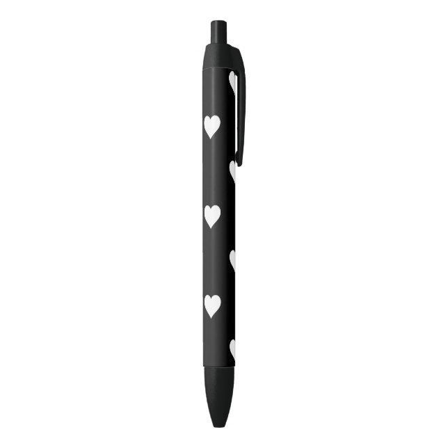 Minimalist Black and White Heart Pattern Black Ink Pen (Bottom (Vertical))