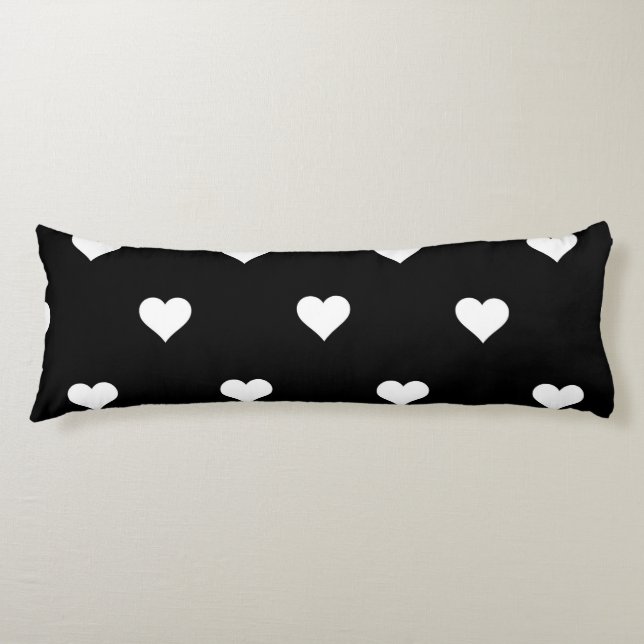 Minimalist Black and White Heart Pattern  Body Cushion (Front)