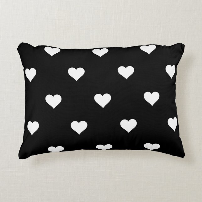 Minimalist Black and White Heart Pattern Decorative Cushion (Front)