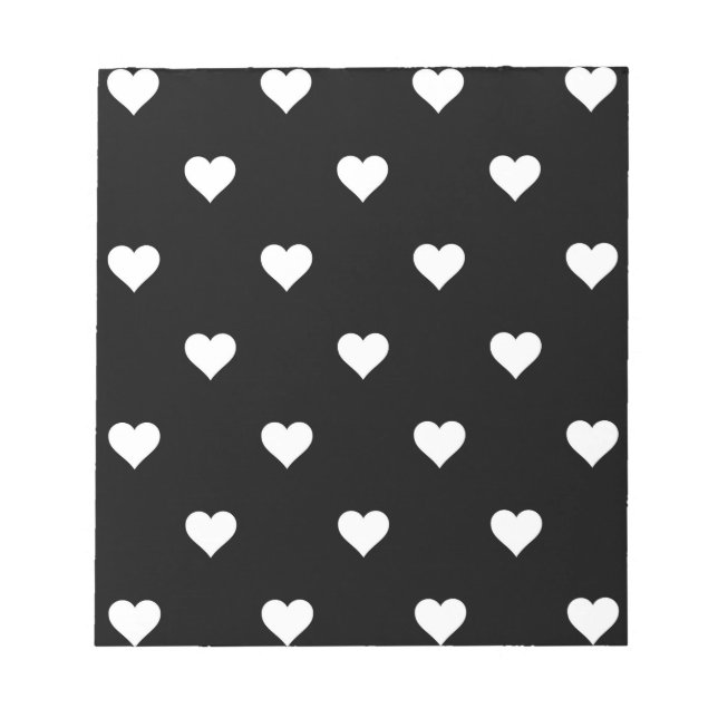 Minimalist Black and White Heart Pattern Notepad (Front)