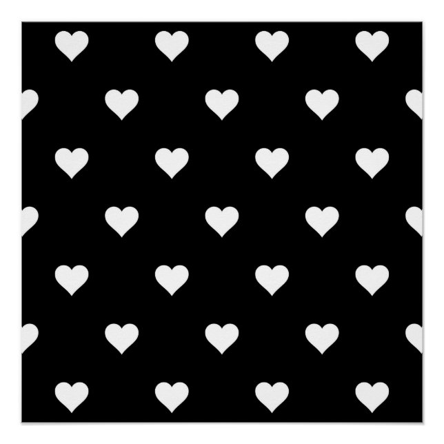 Minimalist Black and White Heart Pattern Poster (Front)
