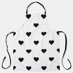 Minimalist Black and White Heart Romantic Gift  Apron