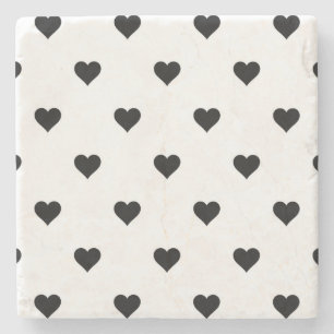 Minimalist Black and White Heart Romantic  Stone Coaster