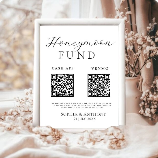 Minimalist Black and White Honeymoon Fund QR Code  Poster (Creator Uploaded)