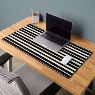 Minimalist Black and White Horizontal Striped Desk Mat