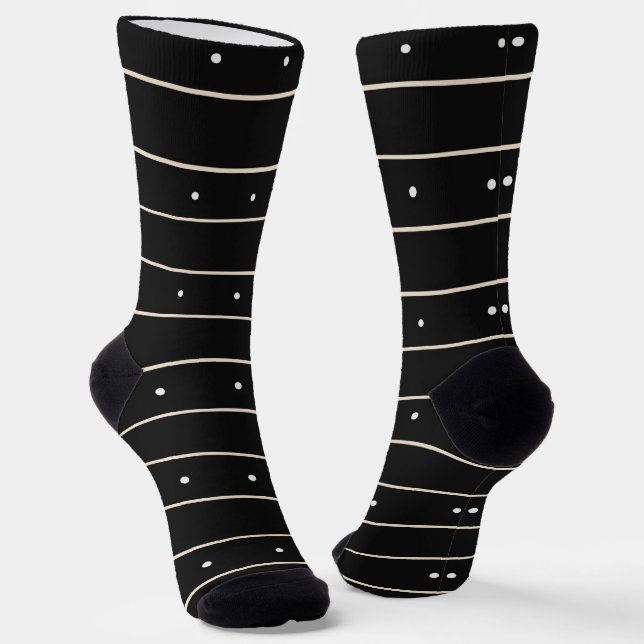 Minimalist Black And White Horizontal Striped With Socks (Angled)