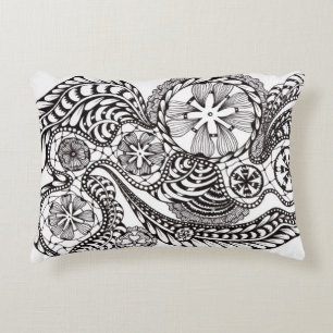 Minimalist Black and White Lace Lumbar Pillow