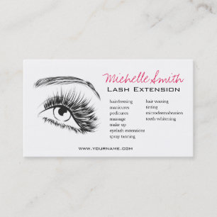 Minimalist Black and White Lash Extension Makeup Business Card