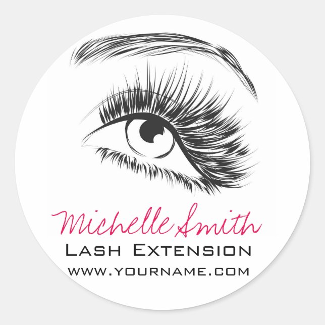 Minimalist Black and White Lash Extension Makeup Classic Round Sticker (Front)