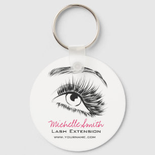 Minimalist Black and White Lash Extension Makeup Key Ring