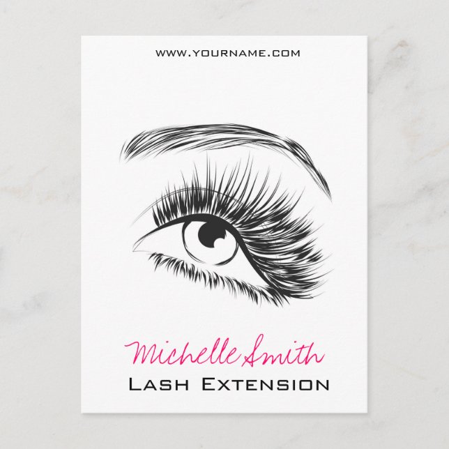 Minimalist Black and White Lash Extension Makeup Postcard (Front)