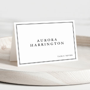 Minimalist Black and White Leaf Modern Place Card